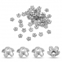 Шапочки для Намистин, Сплав, Квітка, Колір: Античне Срібло, Розмір: 6.5х3мм, Отвір 1мм, (13WB26277)