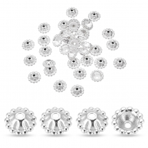 Шапочки для Намистин зі Сплаву, Квітка, Колір: Срібло, Розмір 8х3мм, Отвір 1мм, (13WB26278)