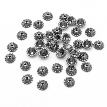 Шапочки для Намистин зі Сплаву, Квітка, Колір: Збройова Сталь, Розмір 8х3мм, Отвір 1мм, (13WB26279)