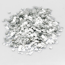 Паєтки, Пластикові, Круглі, Колір: Срібло, Розмір: 6-7х0.5мм, Отвір 1мм, близько 4250шт/50г, (13WB26418)