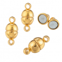 Zapięcie Magnetyczne, Mosiądz, Mocny Magnes klasy N35, Owalny, Złoto, 11x5mm, Otwór 1mm, 4szt (13WB26533)