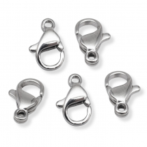 Zapięcie Karabińczyk-Lobster, Polerowana Stal Chirurgiczna, 10x6x3.5mm, Otwór 1mm, 5szt (13WB26730)