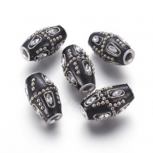 Koraliki Indonezyjskie Glina Kryształ i Mosiądz Ryż Kolor: Czarny 27x16mm 5szt (13WB27208)