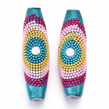 Koraliki Indonezyjskie Glina Polimerowa i Aluminium Ryż Kolor: Ciemny Turkus 58x18mm 2szt (13WB27211)