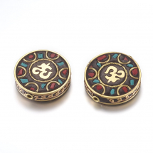 Koraliki Indonezyjskie Ręcznie Robiony Gliny Polimerowej i Mosiądzu Symbol Om 28x7.5-8mm 2szt (13WB27233)