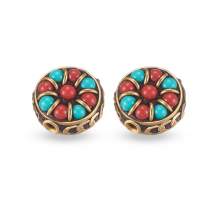 KoralikiIndonezyjskie Glina Polimerowa i Mosiądz, Okrągłe Płaskie, 15x10mm, 2szt (13WB27244)