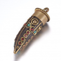 Кулон Полімер Глина і Латунь, Ікло, Ручна Робота, Розмір: 56~59x18мм, Отвір 5.5мм, (13WB27259)