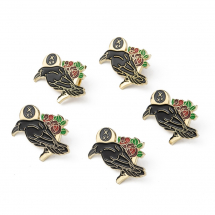 Брошь Птиця, Сплав, Емальована, Колір: Чорний, 30х23мм, Пін: 1мм, Застібка Метелик, (13WB27300)