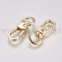 Zapięcie Obrotowy Karabińczyk, Baza do Breloka, Światło Złoto, 32x13x6mm, 2szt (13WB27342)