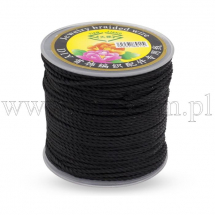 Sznurek Nylonowy, Pleciony do Bransoletek Makramy i Biżuterii, Czarny, 2mm, 40m/szpula (13WB27550)