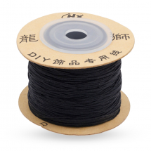 Sznurek Nylonowy do Plecenia, Makrama i Biżuteria, Czarny, 0.6mm, około 130m/szpula (13WB27592)