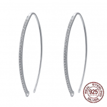 Srebro 925 Bigle Haczyki z Cyrkonią, Baza do Kolczyków, 36.5x18x1.5mm, pin 0.9mm, 1para (13WB27733)