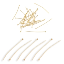 Szpilki z Kulką Jubilerskie, Stal Nierdzewna, Pozłacane 24К, 240x0.7mm, Kulka: 2mm, 5szt (13WB27841)