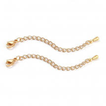 Łańcuch Przedłużenyj, Stal Nierdzewna, z Obciążeniem i Zapięciem, Złoty, 68.5mm, 2szt (13WB27862)