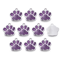 Підвіски Відбиток Лапи, Сплав, Емаль, Колір: Темна Орхідея, Розмір: 17.7х16.6х2мм, Отвір: 2мм, (13WB27877)