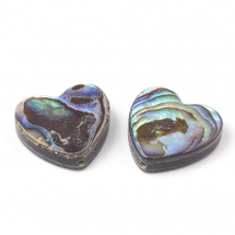 Koraliki z Morskiej Masy Perłowej Abalone/Paua Serce Niepomalowane 14x14x4mm Otwór 1.2mm 2szt (13WB27771)