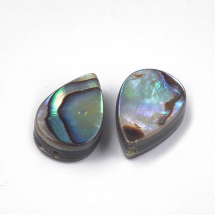 Koraliki z Masy Perłowej Abalone/Paua, Kropla, Niepomalowane, Zielony, 12x8x3.5-4mm, 2szt (13WB27780)