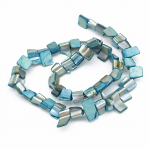 Koraliki z Muszli Rzecznych, Niebieski, 8-17.5x5-8x5mm, Otwór: 1mm, około 38szt / 38cm /sznur (13WB27793)