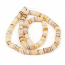 Koraliki z Muszli Rzecznych Dysk Kolor: Pszenica 5-6x1.5-3mm Otwór 0.8mm 200szt/28cm/nić (13WB27800)