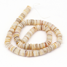 Koraliki z Muszel Rzecznych Disc Kolor: Pszenica 7-8x0.5-2.5mm Otwór 0.8mm 203szt/38cm/nić (13WB27801)