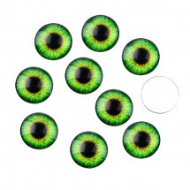 Oczy Kaboszony Szklane, do DIY, Kolor: Zielony Trawnik, 16x5mm, 10szt (13WB27916)