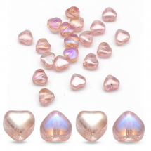 Koraliki Szklane, Przezroczyste, Barwione Sprejem, Tęczowy, Serce, Brzoskwiniowy, 6x6x4mm, 20szt (13WB27934)