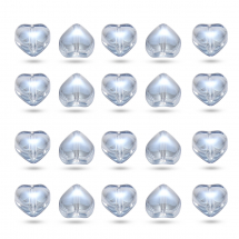 Koraliki Szklane, Przezroczyste, Barwione Sprejem, Tęczowy, Serce, Kolor: Jasnoniebieski, 6x6x4mm, 20szt (13WB27935)