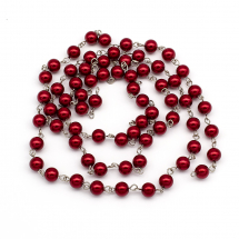 Ланцюг з Намистинами Перли Скло Камелія 8-8.5мм, Ручна Робота, Залізна, Роз'ємна, Платина, 1м/ланцюг (13WB28396)