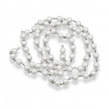 Ланцюг з Намистинами Білий Скляний Перли 8-8.5мм, Ручна Робота, Залізна, Роз'ємна, Платина, 1м/нитка, (13WB28397)
