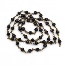 Łańcuszek z Koralikami Mosiądz i Szkło 19x8mm Koraliki 8x6mm Kolor: Bronze Długość łańcuszka 1m (13WB28402)