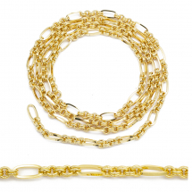 Ланцюг Латунний Роз’ємний, Позолота 18К, Ланка 12х6х1.5мм, Кільце 5х2мм, (13WB28420)