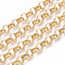 Ланцюг Алюмінієвий Rolo, Кругла Ланка, Непаяний, Колір: Золото, Діаметр Ланки 6мм, Товщина 2мм, (13WB28426)