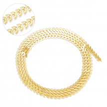 Ланцюг Латунний Ручної Роботи Нероз'ємний, Листя, Стійке Покрите Позолотою 18К, 7х6х0.5мм, (13WB28436)