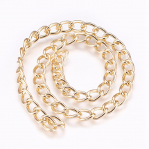 Ланцюг Алюмінієвий, Вите Плетіння, Колір: Світле Золото, Ланка: 9х6х1.5мм, (13WB28447)