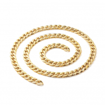 Ланцюг Пластиковий CCB, Овальна Ланка, Плетіння Якірне, Колір: Золото, Ланка: 18.5х13х4мм, Довжина 1м, (13WB28523)