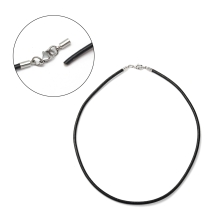 Baza do Naszyjnika Skóra Naturalna Mosiężne Czarny 66cm, 3mm, 1szt (13WB28524)