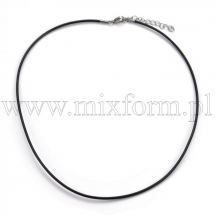 Основа для Намиста, Шкіра, Застібка та Ланцюжок Нержавіюча Сталь, Чорний,  45х0.2см, (13WB28570)