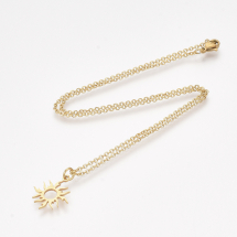 Намисто з Підвіскою Сонце, Нержавіюча Сталь, Золото, 40см, Кулон 18.5x16x1мм, (13WB28576)