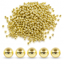 Намистини Пластикові ABS Круглі, Золоте Покриття, 4мм, Отвір 1.4мм, близько 750шт/25г, (13WB28623)