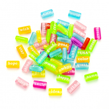 Намистини Акрилові Лаковані, Прямокутні з Буквами, Мікс, 7.5х15х4.5мм, Отвір 3мм, близько 60шт/25г, (13WB28625)