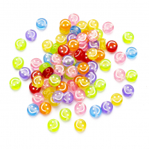 Намистини Акрилові Прозорі Круглі Усмішки, Мікс, 10x5мм, отвір 2мм, приблизно 70шт/25г (13WB28626)