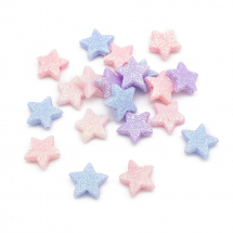 Намистини Акрилові Зірка з гліттером, Колір: Мікс, Розмір: 13.5х14.5х4мм, Отвір: 1.6мм, (13WB28627)