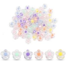 Намистини Акрилові Матові Прозорі Квітка, Мікс, 12х12.5х6мм, Отвір 2мм, близько 50шт/25г, (13WB28633)