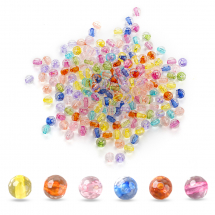 Намистини Акрилові Прозорі Гранені Круглі, Мікс, 6х5.5мм, Отвір 1.4мм, близько 200шт/25г, (13WB28637)