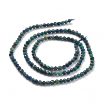 Koraliki Naturalna Chrysocolla i Lapis Lazuli Okrągłe, Fasetowane, 3-3.5mm, około 130szt/37cm/nić (13WB28640)