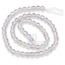 Koraliki Naturalny Kryształ Górski Okrągły Fasetowany Tęczowe Galwaniczne Średnica: 6mm ok. 62szt/37cm/nic (13WB28664)