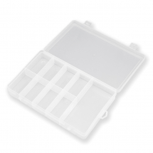 Контейнер для Бісеру та Бусин, Пластиковий, Безбарвний, Розмір: 24.5x14.5x3.5см, Секції 14х6.5хсм та 6.8х3.7х3, 9 відділень, (13WB28615)