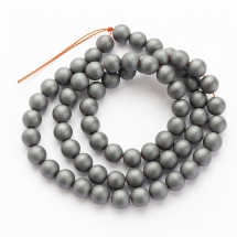 Koraliki Syntetyczne Hematyt Klasy AA Matowe Kula Czarny, 6mm, otwor 0.8mm, 63szt/40cm/sznur (13WB28670)