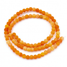 Koraliki Naturalny Agat Crackle, Okrągłe, Klasa A, Pomarańczowy, 4mm, 90szt / 38cm / sznur (13WB25129)