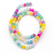 Koraliki Naturalny Agat Crackle, Okrągłe, Klasa A, Mix, 4mm, około 90szt / 38cm / sznur (13WB25134)